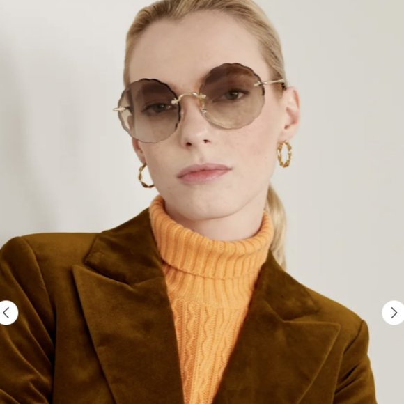 CHLOE ROSIE FLOWER 60mm Scalloped Gradient OCHRE Sunglasses MSRP$460 main image 9
